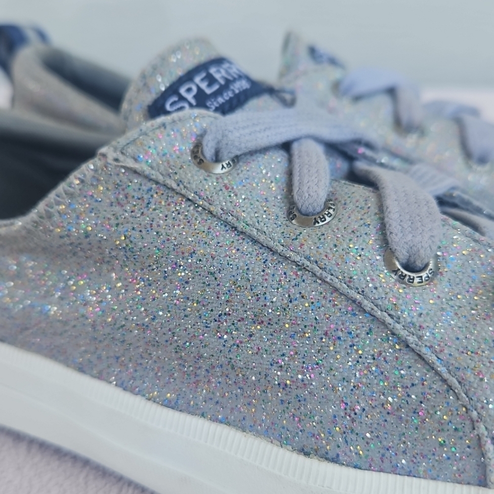Sperry Top-Sider Crest Vibe Sneaker Women SZ 8.5 Grey Canvas Sparkle Low Boat - Picture 12 of 12